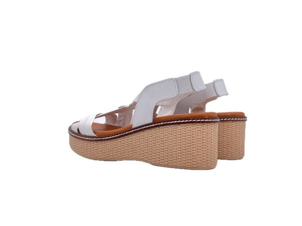 LUXDIVE Sandali donna con fasce incrociate in pelle bianca