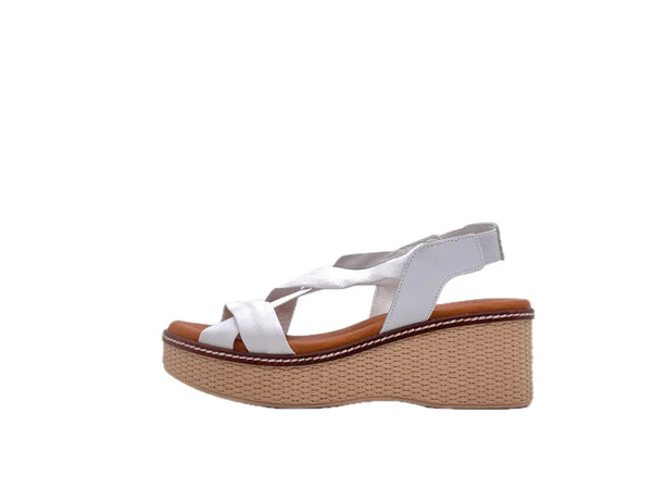 LUXDIVE Sandali donna con fasce incrociate in pelle bianca