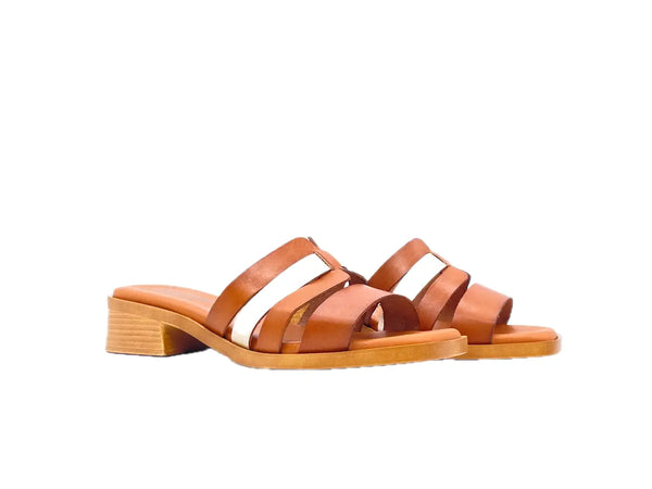 LUXDIVE Ciabattina donna in pelle cuoio e platino