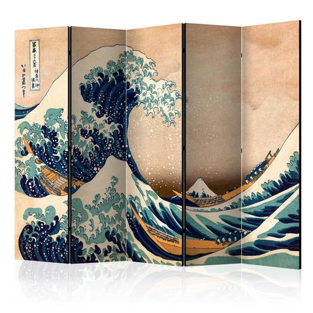 Paravento La grande onda di Kanagawa Hokusai Seppiato 5 Ante