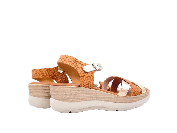 LUXDIVE Sandali Donna in Pelle Intrecciata con Zeppa