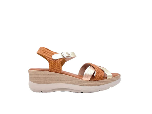 LUXDIVE Sandali Donna in Pelle Intrecciata con Zeppa