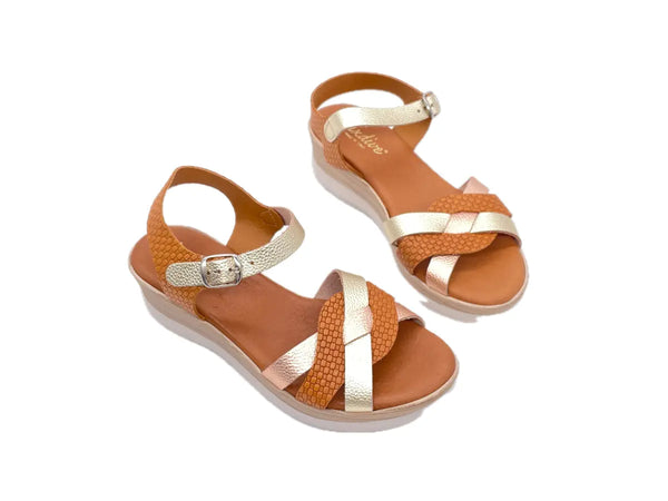 LUXDIVE Sandali Donna in Pelle Intrecciata con Zeppa