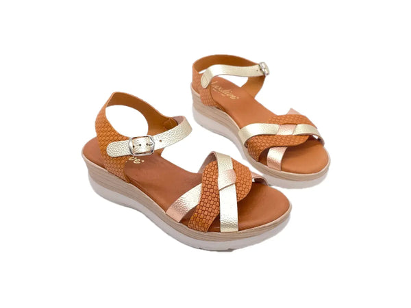 LUXDIVE Sandali Donna in Pelle Intrecciata con Zeppa