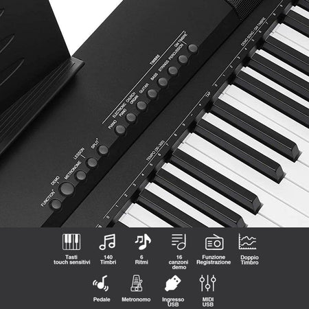 Tastiera Musicale 88 Tasti Pesati Professionale Pianola Pianoforte con Pedale