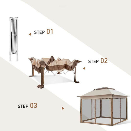 Gazebo 3x3 Mt Pieghevole Impermeabile con Tende Zanzariere e Borsa x trasporto