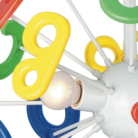 K-LETTERINE/S41 - Sospensione Tonda Lettere Alfabeto Multicolor Metallo Acrilico Lampadario per Cameretta E14