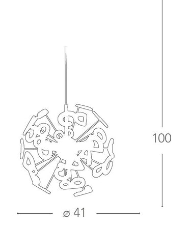 K-LETTERINE/S41 - Sospensione Tonda Lettere Alfabeto Multicolor Metallo Acrilico Lampadario per Cameretta E14