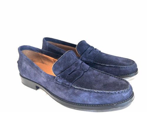 FONTANA Mocassino in suede color blu MAXI calzata 0405VI