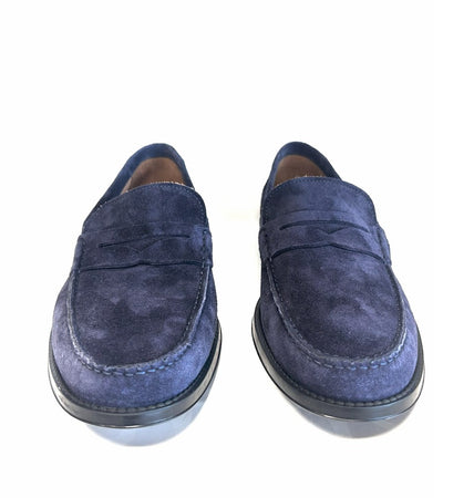 FONTANA Mocassino in suede color blu MAXI calzata 0405VI