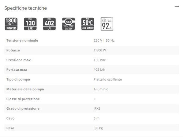 FFGroup HPW 130 Easy idropulitrice ad acqua freddo 130 bar 1800W 402 lt/h