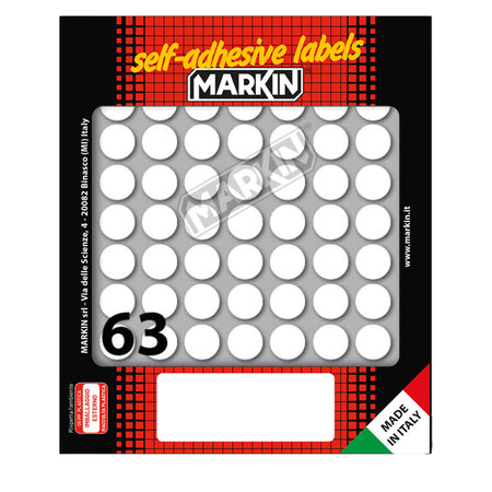 Etichetta Adesiva Bianca Tonda D14Mm (10Fogli X 63Etichette Markin