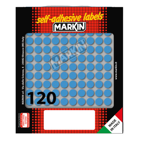 Etichetta Adesiva Blu Tonda D10Mm (10Fogli X 120Etichette Markin