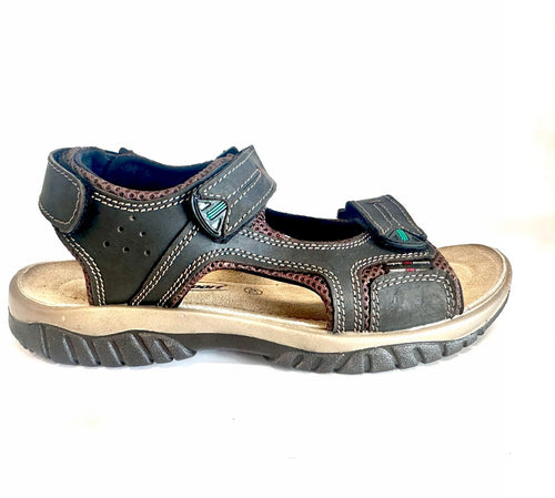 GRISPORT Sandali uomo con strappiùin pelle choco