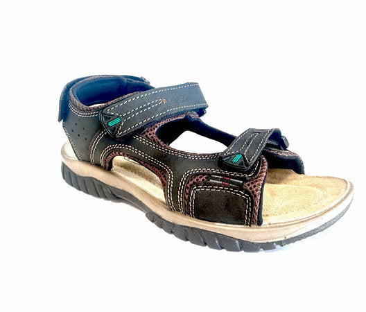 GRISPORT Sandali uomo con strappiùin pelle choco