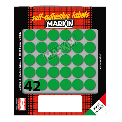 Etichetta Adesiva Verde Tonda D18Mm (10Fogli X 42Etichette Markin