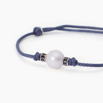 MABINA - Bracciale con cordino blu e perla bianca TROPICAL