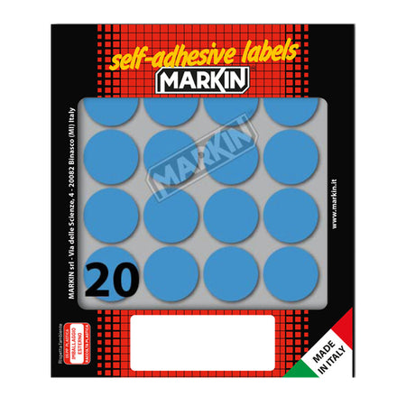 Etichetta Adesiva Blu Tonda D27Mm (10Fogli X 20Etichette Markin