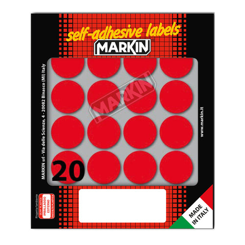 Etichetta Adesiva Rosso Tonda D27Mm (10Fogli X 20Etichette Markin