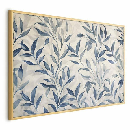 Poster - Delicate Botanical Motif with Blue Leaves