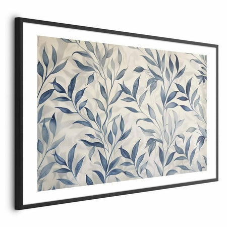 Poster - Delicate Botanical Motif with Blue Leaves