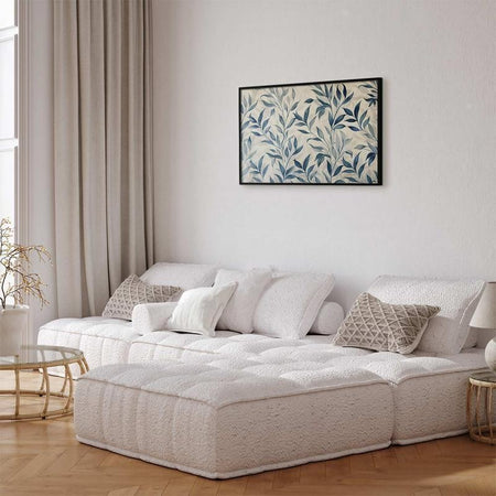 Poster - Delicate Botanical Motif with Blue Leaves