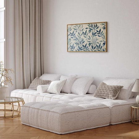 Poster - Delicate Botanical Motif with Blue Leaves