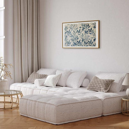 Poster - Delicate Botanical Motif with Blue Leaves