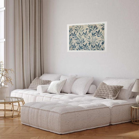 Poster - Delicate Botanical Motif with Blue Leaves