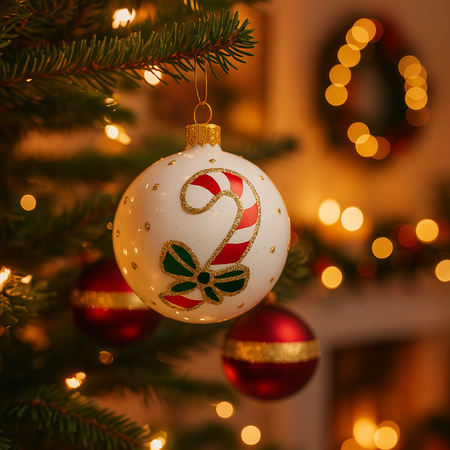 Palline per albero di Natale in vetro decorate colore bianco con glitter