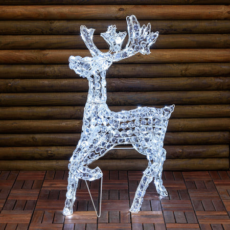 Renna natale luminosa cristalli 200 led da esterno galoppante Decorazione natalizia h 85 cm
