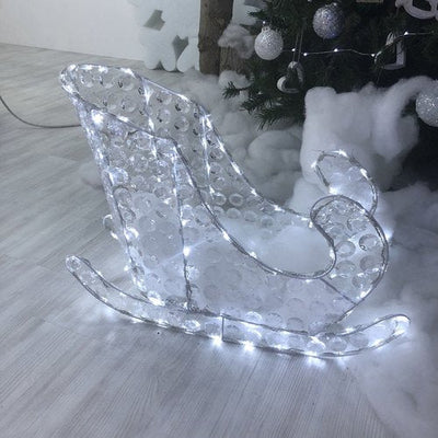 Slitta luminosa a led da esterno luce fredda h 40 con cristalli decorazione natalizia per balcone