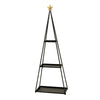 Libreria a forma di albero di natale in ferro con 3 ripiani colore nero con stella in cima, h 172 cm