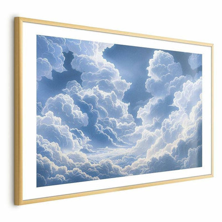 Poster - Blue Sky Breaking Through White, Fluffy Clouds