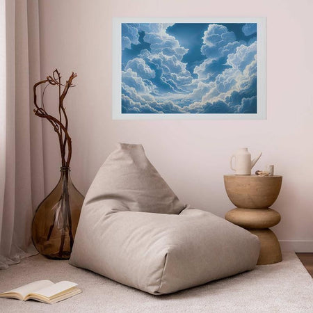 Poster - Blue Sky Breaking Through White, Fluffy Clouds