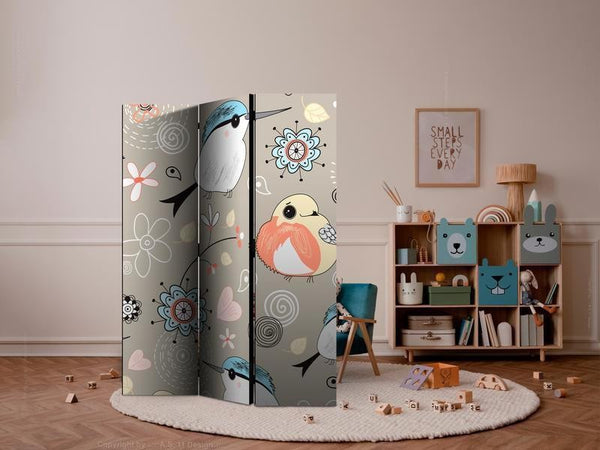 Paravento Natural pattern with birds [divisori da interno]