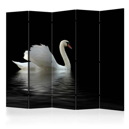 Paravento swan (black and white) II [Room Dividers]