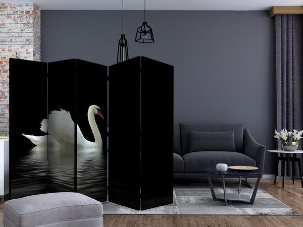 Paravento swan (black and white) II [Room Dividers]