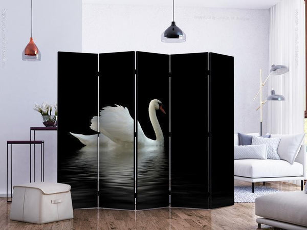 Paravento swan (black and white) II [Room Dividers]