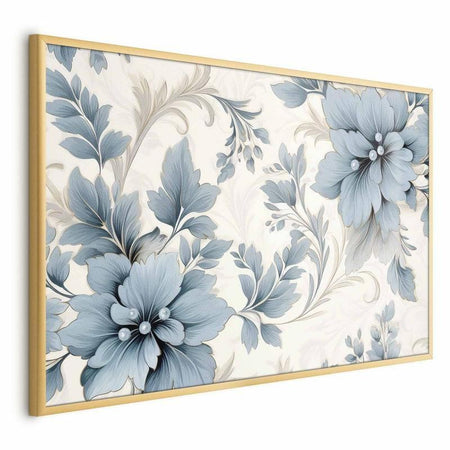 Poster - Turquoise Ornamental Retro Flowers