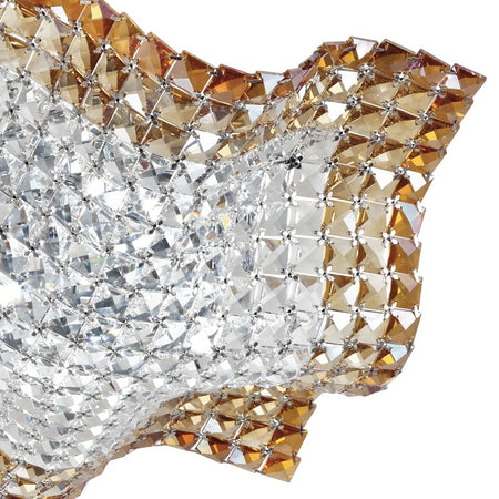 Plafoniera Onda Cristalli K9 Ambra Incastonati Lampada Moderna G9