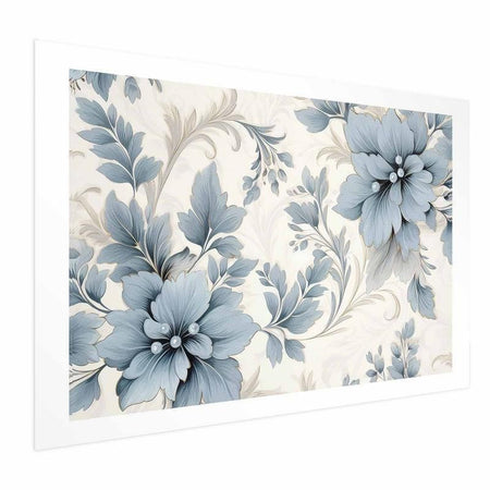Poster - Turquoise Ornamental Retro Flowers