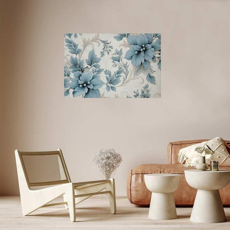 Poster - Turquoise Ornamental Retro Flowers