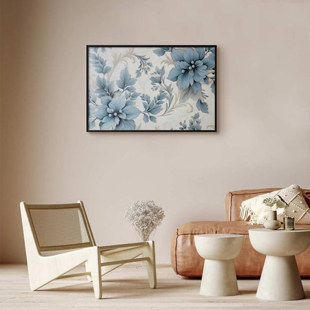 Poster - Turquoise Ornamental Retro Flowers