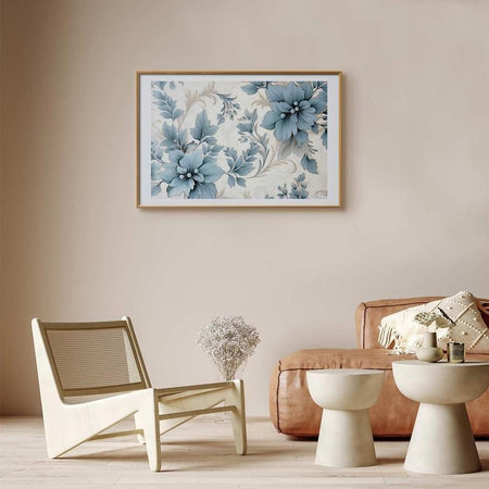 Poster - Turquoise Ornamental Retro Flowers