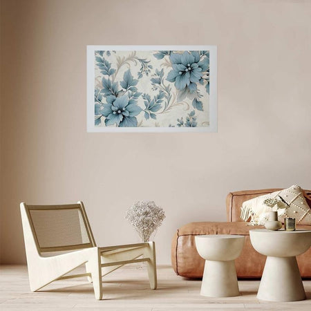 Poster - Turquoise Ornamental Retro Flowers