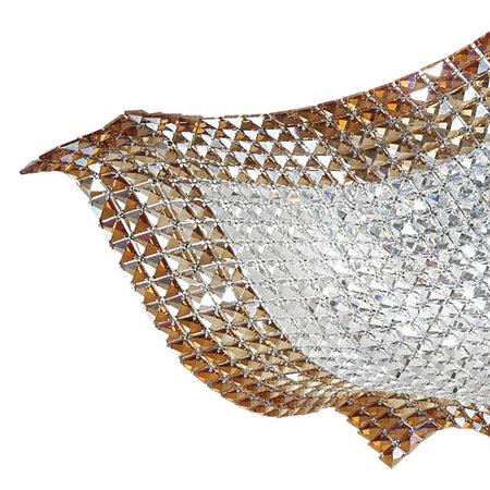 Plafoniera Lampada Moderna Onda Cristalli K9 Ambra Incastonati Interno G9