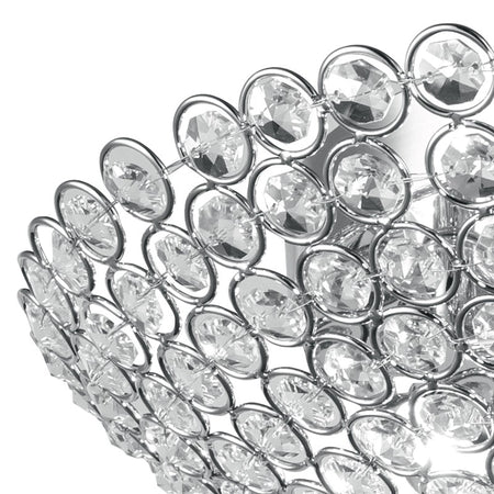 Plafoniera Circolare Elegante Metallo Cromato Cristalli K9 Tondi G9