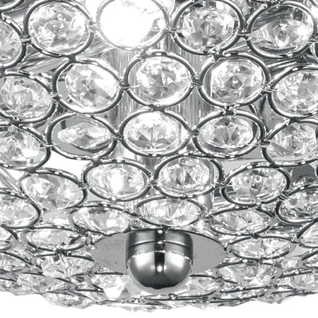 Plafoniera Circolare Elegante Metallo Cromato Cristalli K9 Tondi G9