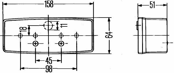 Fanale alogeno posteriore dx 158x51mm